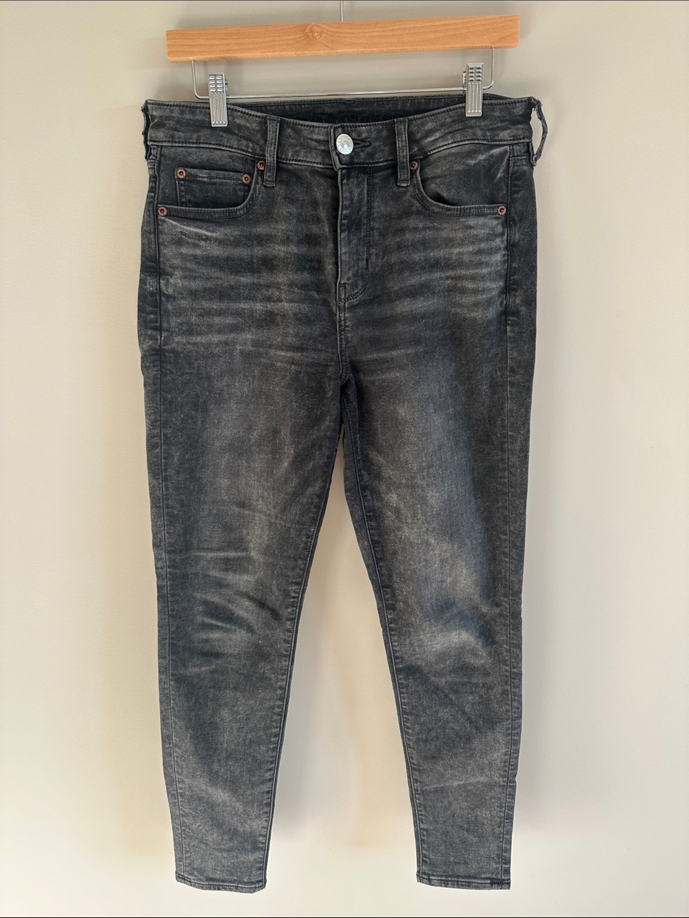 American Eagle Soft Knit Ankle Washed Black Jeggings